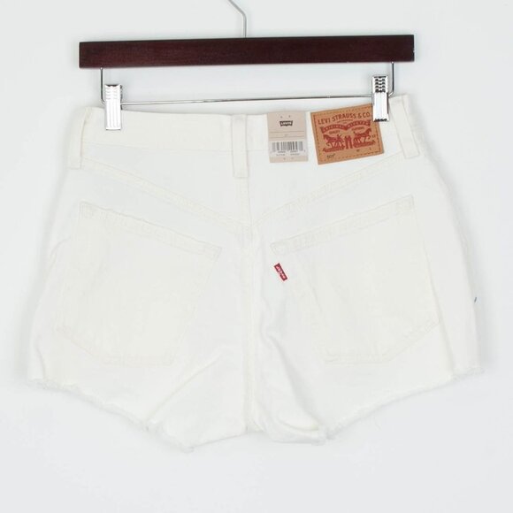 NWT Levis Womens 501 High Rise Button Fly Demin Shorts‎ Size 27 Ivory Raw Hem - Picture 3 of 6